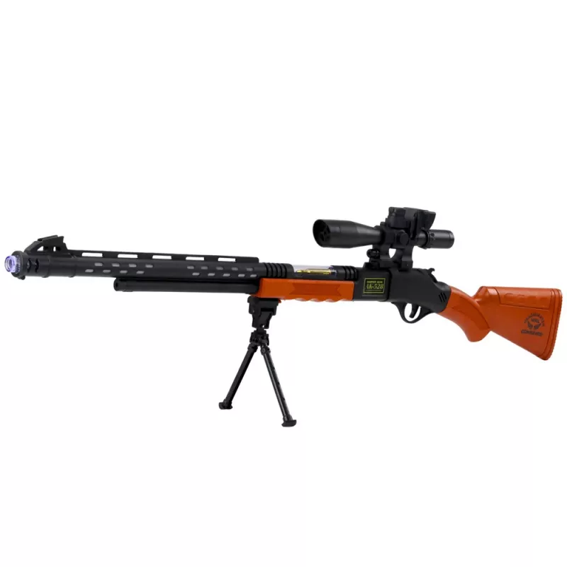LEAN TOYS Espingarda de Franco-Atirador AK-528 com Mira Telescópica, Tripé, Luz e Som