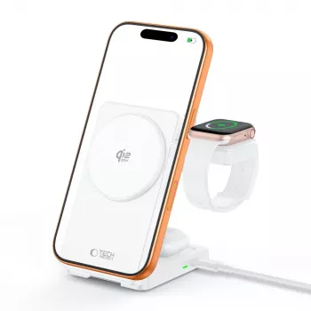 TECH-PROTECT A56 Carregador sem Fios Magnético MagSafe 3 em 1 25W Qi2.2 Branco