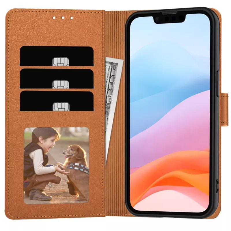Tech-Protect Capa com Carteira para Apple iPhone 16E Castanho Selim