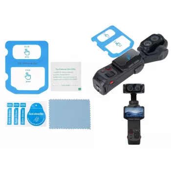 SUNNYLIFE Conjunto de proteção em vidro temperado 9H para ecrã e objetiva para Insta360 Luna Ultra com revestimento AR, bordas 2.5D e acessórios de montagem