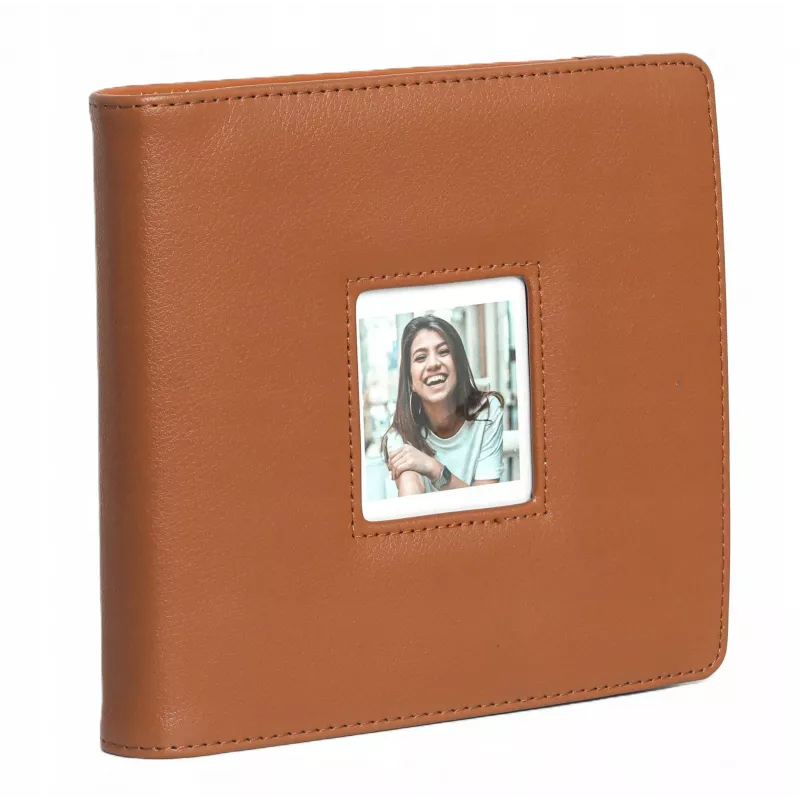 LOVEINSTANT Álbum de fotografias para Polaroid Go, 36 folhas, 288 fotografias, pele PU castanha