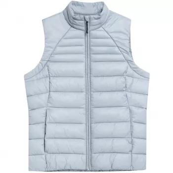 4F Colete acolchoado para mulher azul-claro F091 - penas sintéticas, corte regular, tamanho M