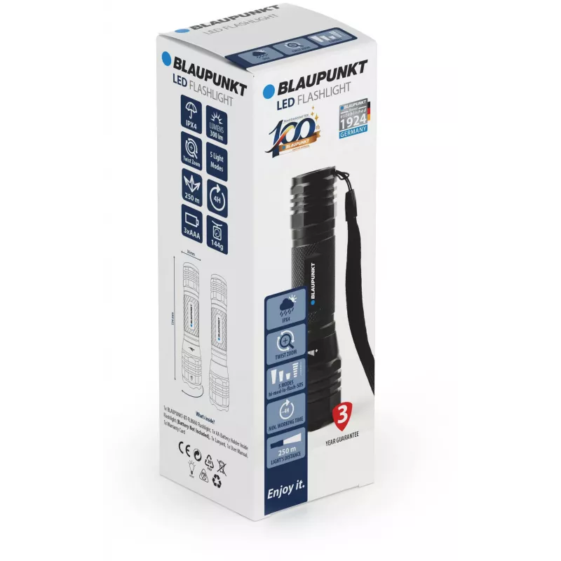 Blaupunkt BT-FL8060 lanterna LED com zoom, 300 lm (BLAUPUNKTBT-FL8060)