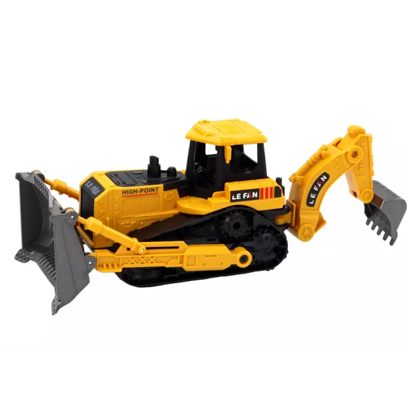 LEAN TOYS escavadora de rastos veículo de construção com 2 pás amarela