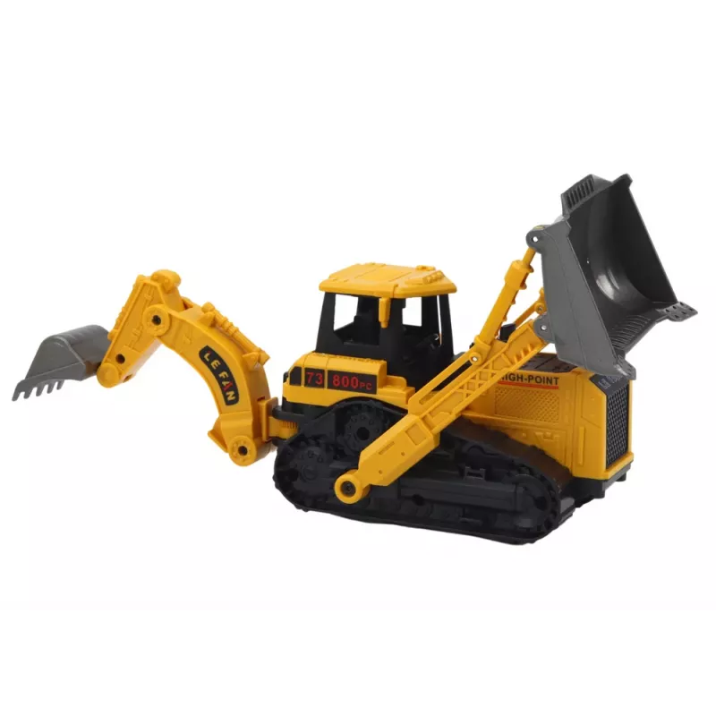 LEAN TOYS escavadora de rastos veículo de construção com 2 pás amarela