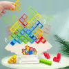 LEAN TOYS Tetris Tower jogo de equilíbrio e habilidade 16 blocos 22 cartas coloridas