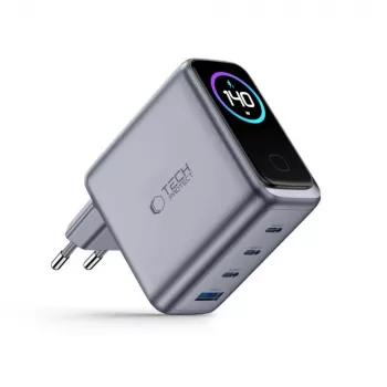 TECH-PROTECT POWERVISION NC140W-GaN carregador de 4 portas PD 140W / QC3.0 cinzento-escuro