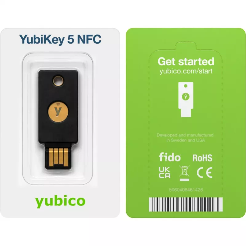 Chave de segurança YubiKey 5 NFC pack de 2 (preto/dourado, USB-A e NFC)