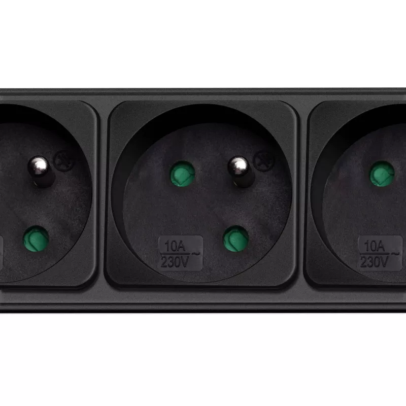 Akyga AK-SP-05A Régua de tomadas com proteção contra sobretensão, 5 x CEE 7/5 (tipo E), interruptor, 1,8 m, preto