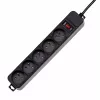 Akyga AK-SP-05A Régua de tomadas com proteção contra sobretensão, 5 x CEE 7/5 (tipo E), interruptor, 1,8 m, preto