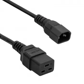 Akyga AK-UP-02 Cabo de extensão para servidor IEC C14 para IEC C19, 3 x 1 mm², 1,8 m, preto