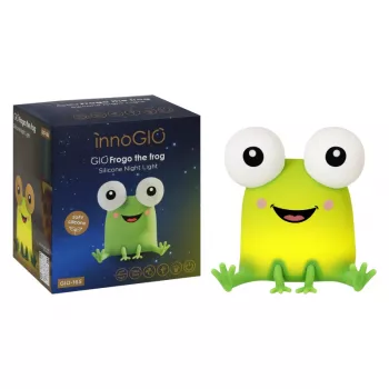 INNOGIO GIOFROGO Candeeiro de noite LED sapo GIO-165 - Lâmpada de silicone recarregável com controlo tátil, 7 cores, temporizador