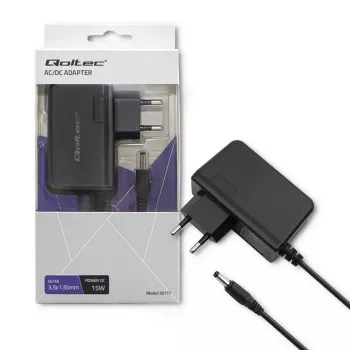 Qoltec Fonte de alimentação AC/DC 15W 5V 3A com ficha oca 3,5x1,35mm