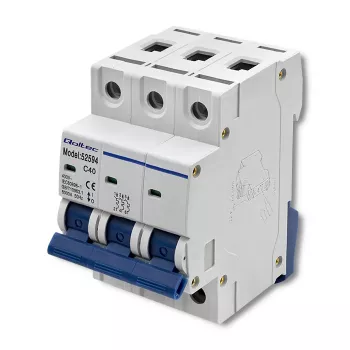 Qoltec Disjuntor de 3 polos de 40A com curva C MCB 4,5kA calha DIN