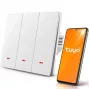 Qoltec Interruptor de luz Smart Wi-Fi de 3 canais com temporizador, Tuya & Smart Life, branco