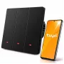 Qoltec Interruptor de luz tátil Smart Wi-Fi de 3 canais, preto