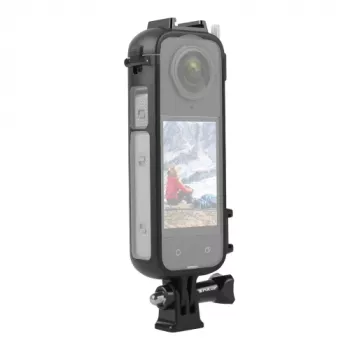 PULUZ PU979B Capa protetora com suporte e sapata dupla para flash frio para Insta360 X4 – preto