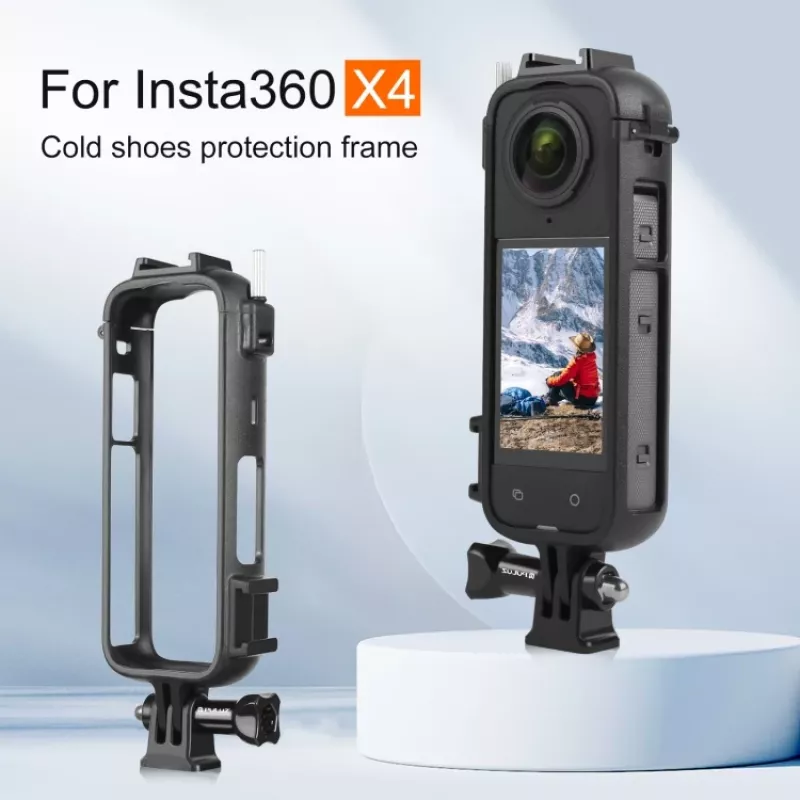 PULUZ PU979B Capa protetora com suporte e sapata dupla para flash frio para Insta360 X4 – preto