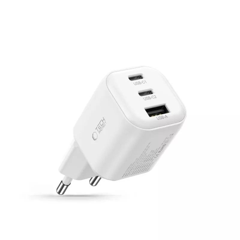 TECH-PROTECT NCA100W-GAN-AVS Carregador GaN de 3 portas PD 3.2 100W / QC3.0 branco