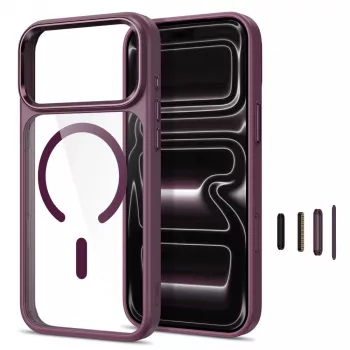 Tech-Protect Magmat Capa transparente MagSafe para iPhone 17 Pro Max / 18 Pro Max - vermelho cereja escuro