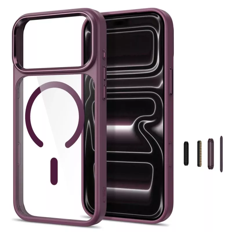 Tech-Protect Magmat Capa transparente MagSafe para iPhone 17 Pro Max / 18 Pro Max - vermelho cereja escuro