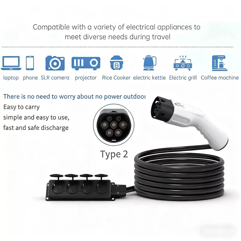 AKYGA AK-SC-E27 V2L Adaptador Type 2 para 4x Schuko 16A 3m