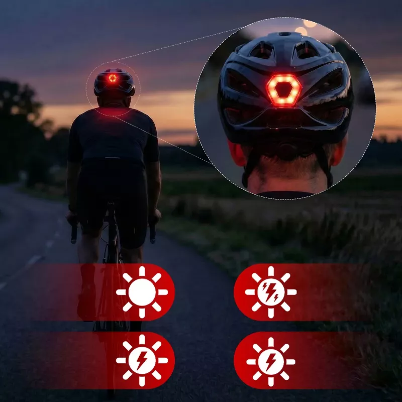 Kask Capacete Speed preto brilhante com luz LED, tamanho M (54-58 cm) da Vayox