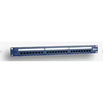 EMITERNET 19 polegadas 24 portas Cat.6 UTP patch panel com gestão de cabos, azul, PoE