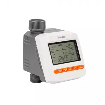 BRADAS Programador de rega eletrónico White Line, temporizador de torneira LCD de 1 zona com atraso de chuva, a pilhas