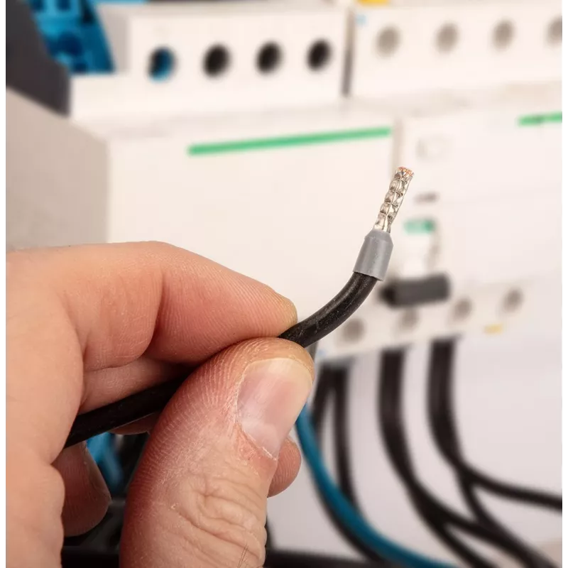 Alicate de cravar automático de catraca para terminais de fio 0,25-16 mm² (AWG 23-5), cravação quadrada, 210 mm, punho ergonómico de duas componentes, preto/laranja