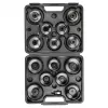 NEO TOOLS Conjunto de chaves de caixa para filtros de óleo 16 peças (65-100 mm, encaixe de 3/8 polegadas, tipo copo, uso múltiplo, aço, mala de plástico)