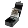 Conjunto de 25 brocas de metal HSS-Co cobalto NEO TOOLS, 1,0–13,0 mm, totalmente retificadas, ângulo de ponta 135°, DIN 338, caixa metálica