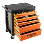 Armário de oficina NEO TOOLS, 5 gavetas + 117 ferramentas, corrediças de esferas, fecho central, carga estática 400 kg, preto