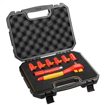 Conjunto de chaves de caixa isoladas NEO TOOLS 01-307 1000V, 8 peças, encaixe 1/2 polegadas, métrico, certificado VDE