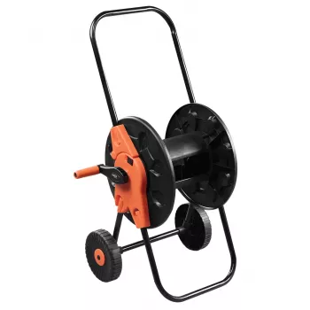 NEO TOOLS Carro de mangueira de jardim com tambor, plástico, capacidade 60 m 1/2 polegadas, cinzento/laranja