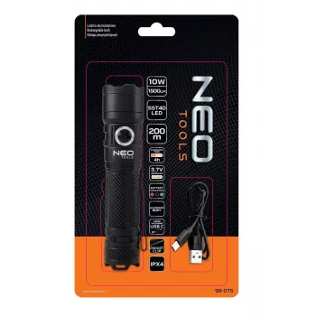 NEO TOOLS Lanterna recarregável USB C 1500 lm LED SST40