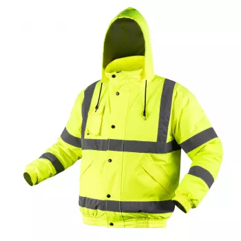 NEO TOOLS Casaco bomber de alta visibilidade levemente isolado para vestuário de trabalho, amarelo fluorescente, tamanho XXL