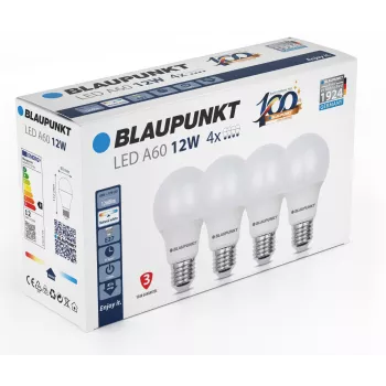 Blaupunkt lâmpada LED E27 A60 1260 lm 12W 4000K, 4 unidades (BLAUPUNKT-E27-12W-NW-4)