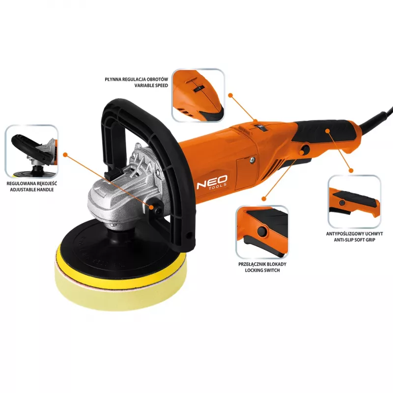 NEO TOOLS 04-701 Politriz rotativa 900W 150mm com velocidade variável e arranque suave