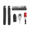 ROCKBROS Kit de reparação de emergência para bicicleta - multiferramenta 16 em 1, mini bomba, desmonta-pneus, remendos, preto