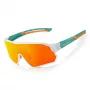 ROCKBROS Óculos de ciclismo polarizados para criança 8-14 anos, proteção UV400, armação TR90, verde-branco