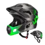 Rockbros TS-61 Capacete infantil conversível full-face com proteção de queixo removível, verde, tamanho S (48-54 cm)