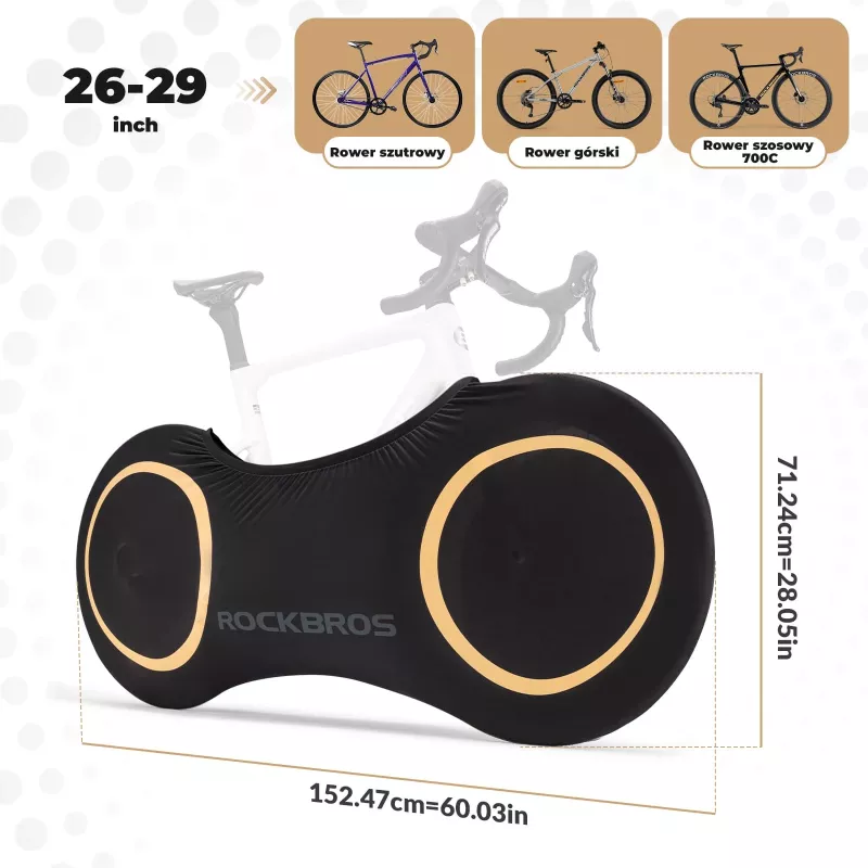 Rockbros D95 Capa de bicicleta elástica para bicicletas 26-29 polegadas, 700C, preto