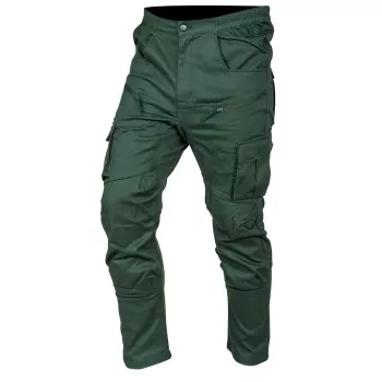 NEO TOOLS OUTDOOR Calças de trabalho tipo jogger, verde, tamanho M – algodão stretch com presilha para ferramentas