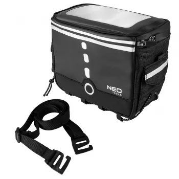 Bolsa de bicicleta NEO TOOLS 1,5L preta, bolsa de quadro repelente à água com logótipo refletor