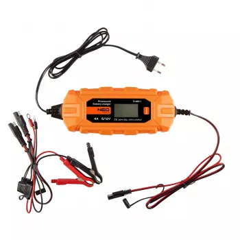 NEO TOOLS 11-891-1 Carregador de bateria automático 4A/70W para baterias de chumbo-ácido, AGM e GEL de 6V/12V (3-120Ah)