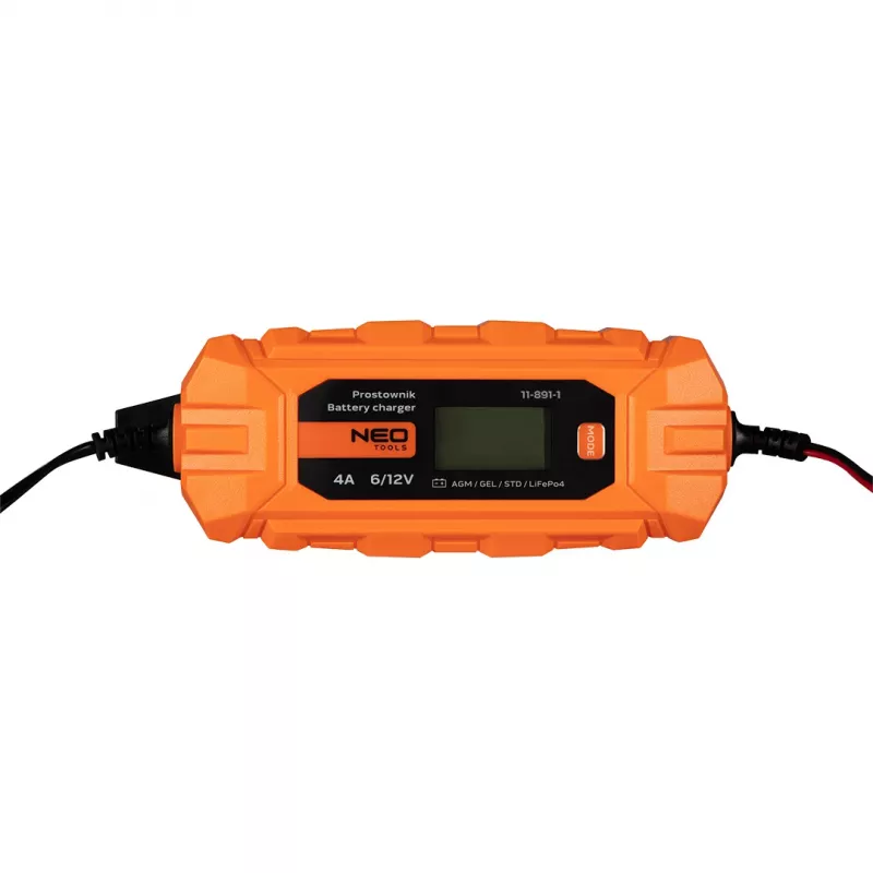 NEO TOOLS 11-891-1 Carregador de bateria automático 4A/70W para baterias de chumbo-ácido, AGM e GEL de 6V/12V (3-120Ah)