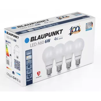 Blaupunkt lâmpada LED E27 A60 600 lm 6W 4000K, 4 unidades (BLAUPUNKT-E27-6W-NW-4)