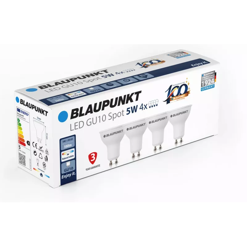 Blaupunkt lâmpada LED GU10 500 lm 5W 4000K, 4 unidades (BLAUPUNKT-GU10-5W-NW-4)
