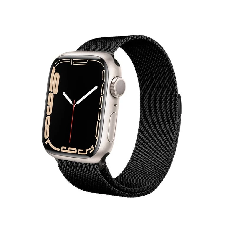 Crong Milano Steel - Bracelete de aço inoxidável para Apple Watch 44/45/46/49 mm (preto)